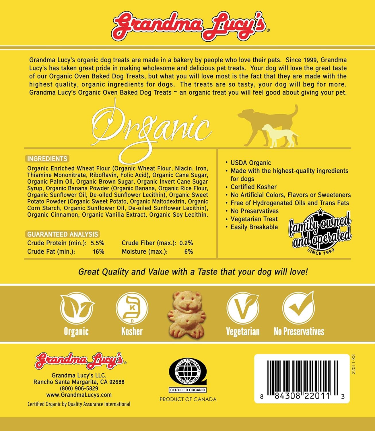 Organic Oven Baked Dog Treats - Banana & Sweet Potato, 14 Oz