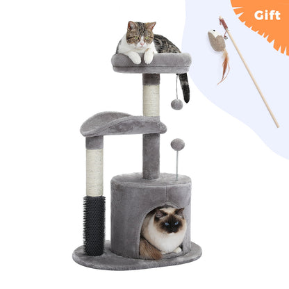 32" Flower Cat Tree Tower with Cat Scratching Posts Perch for Indoor Small Cats, Purple