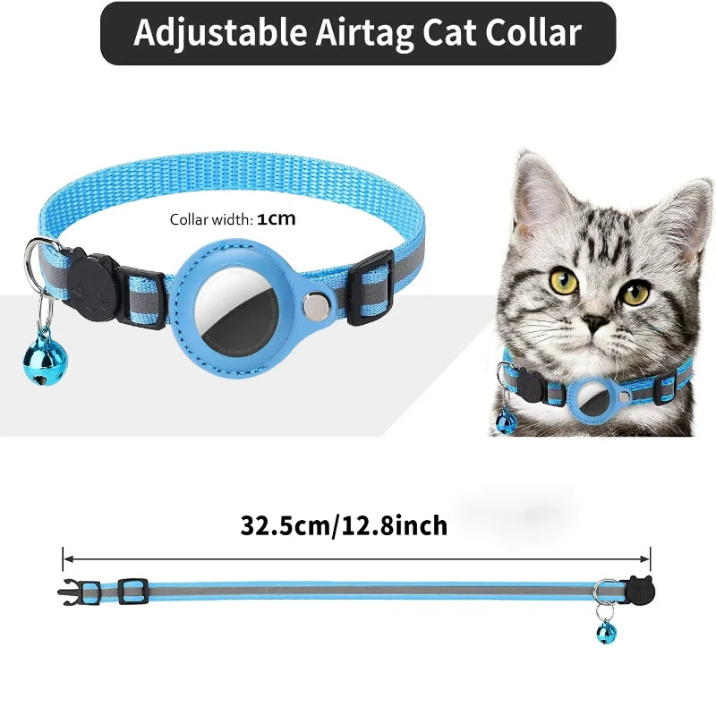 Airtag Cat Collar Adjustable Footprint Print Pet Safety Reflective Necklace with Bell for anti Lost with AIRTAG Holder Accessory