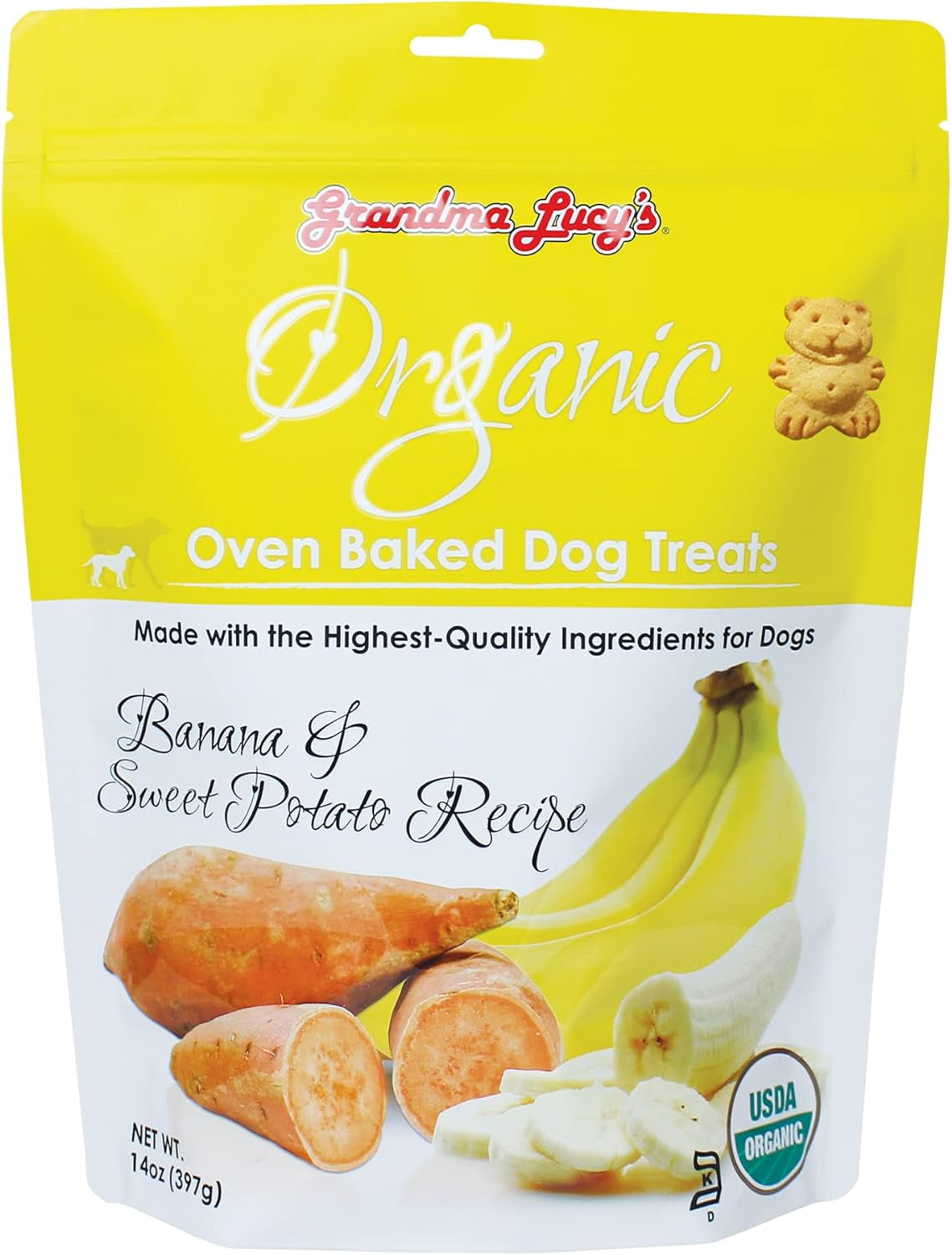 Organic Oven Baked Dog Treats - Banana & Sweet Potato, 14 Oz