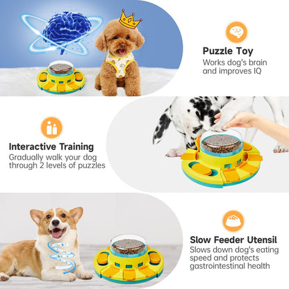 Dog Puzzle Toy 2 Levels, Slow Feeder, Dog Food Treat Feeding Toys for IQ Training, Dog Entertainment Toys for All Breeds 4.2 Inch Height