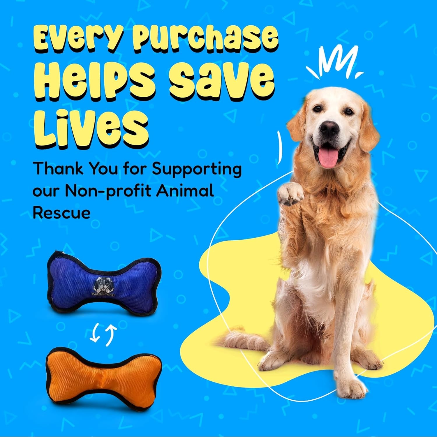 Pacific Pups 18 Piece Dog Toy Set - Plush, Rope & Chew Toys Support Non-Profit Dog Rescue