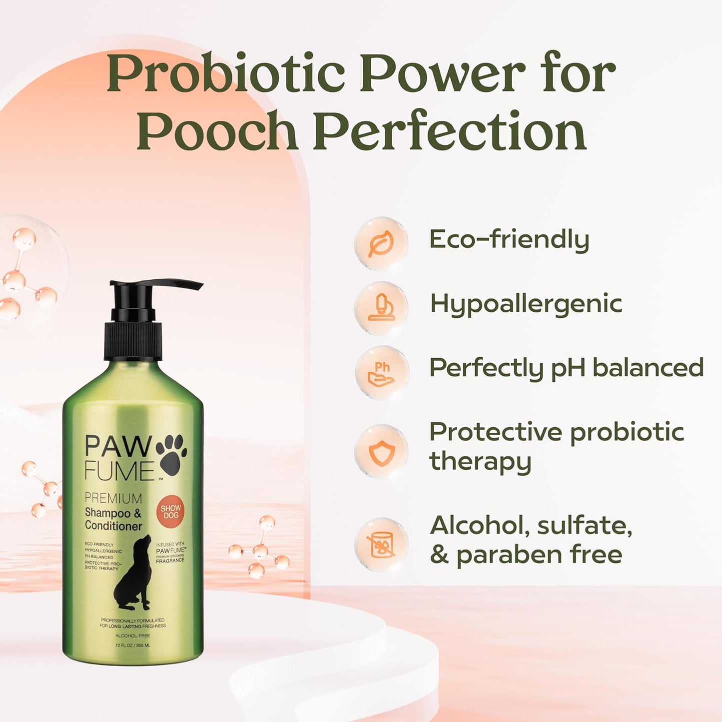 Pawfume Dog Shampoo and Conditioner – Hypoallergenic Dog Shampoo for Smelly Dogs – Best Dog Shampoos & Conditioners – Probiotic Pet Shampoo for Dogs – Best Dog Shampoo for Puppies (Show Dog)