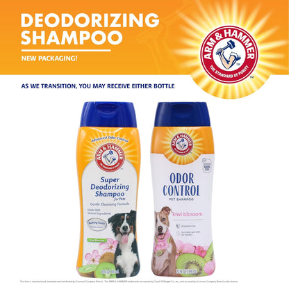 Super Deodorizing Shampoo for Dogs - Odor Eliminating Dog Shampoo for Smelly Dogs & Puppies with  Baking Soda -- Kiwi Blossom Scent, 20 Fl Oz,White