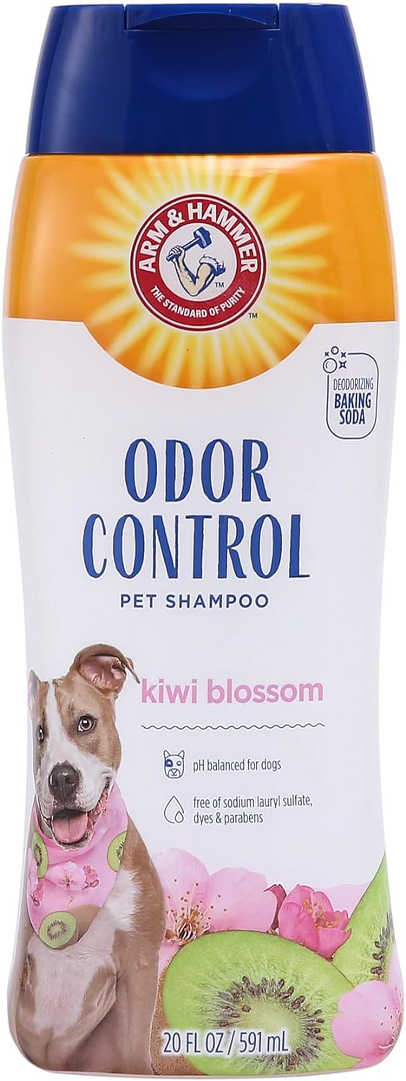 Super Deodorizing Shampoo for Dogs - Odor Eliminating Dog Shampoo for Smelly Dogs & Puppies with  Baking Soda -- Kiwi Blossom Scent, 20 Fl Oz,White