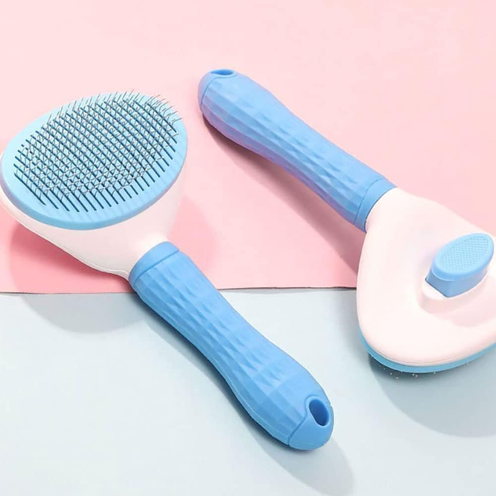 Dog, Cat Brush Grooming Comb,Self Cleaning, Smooth Handle, for Cat Dog Shedding 