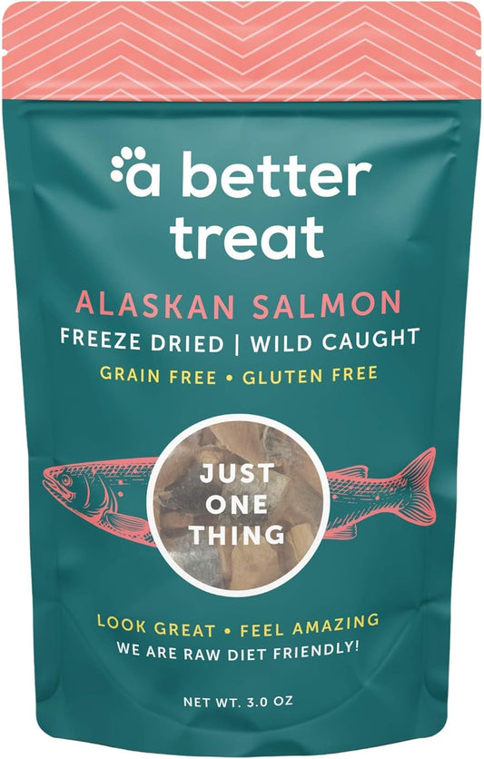 Freeze Dried Salmon Dog Treats, Wild Caught, Single Ingredient | Natural High Value | Gluten Free, Grain Free, High Protein, Diabetic Friendly | Natural Fish Oil | Made in the USA