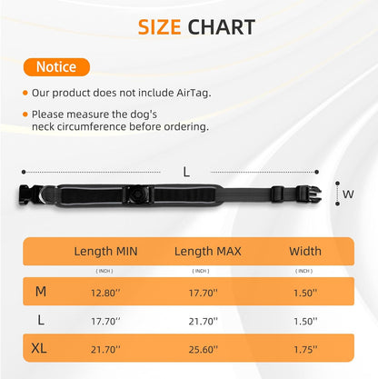 Airtag Dog Collar - Premium Air Tag Dog Collar Holder IP68 Waterproof - Ultra Soft Air Mesh Padded, Reflective, Ultra-Durable, Heavy Duty Dog Collars for Medium Large Dogs (Black, M)