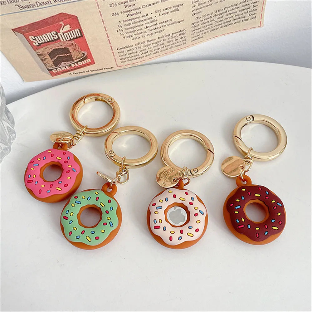 Cartoon Donut Silicone Case for Apple Airtag Case Dog Collar GPS Finder Protective Silicone Case for Apple Air Tag Tracker Case