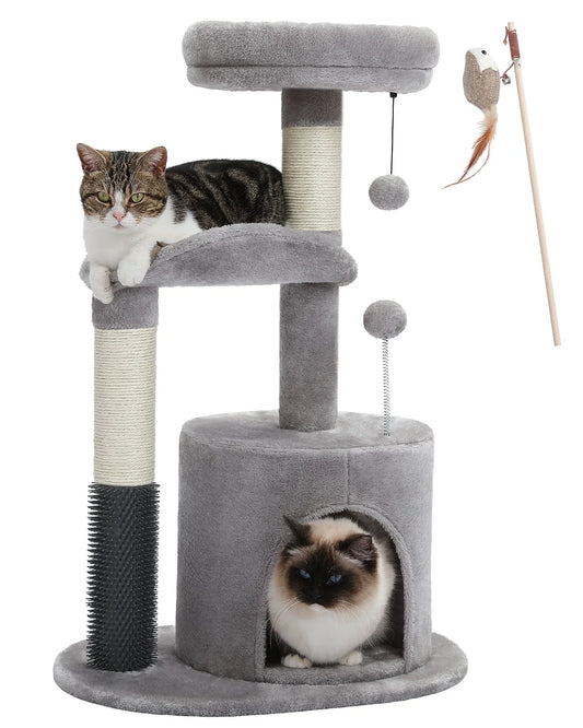 32" Flower Cat Tree Tower with Cat Scratching Posts Perch for Indoor Small Cats, Purple