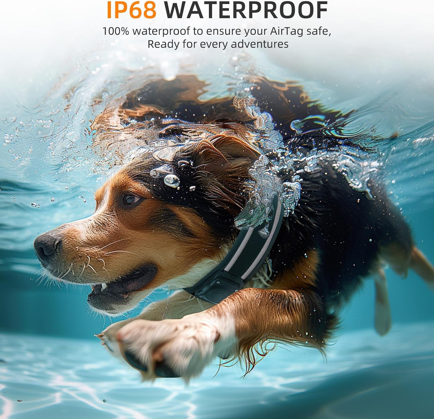 Airtag Dog Collar - Premium Air Tag Dog Collar Holder IP68 Waterproof - Ultra Soft Air Mesh Padded, Reflective, Ultra-Durable, Heavy Duty Dog Collars for Medium Large Dogs (Black, M)