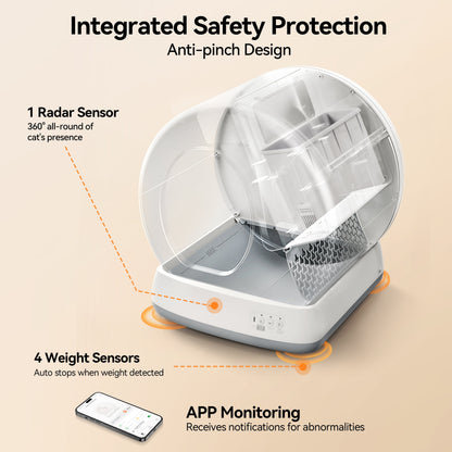 Smart Automatic Self-Cleaning Kitty Litter Box, APP Control/Integrated Safety Protection, Yellow