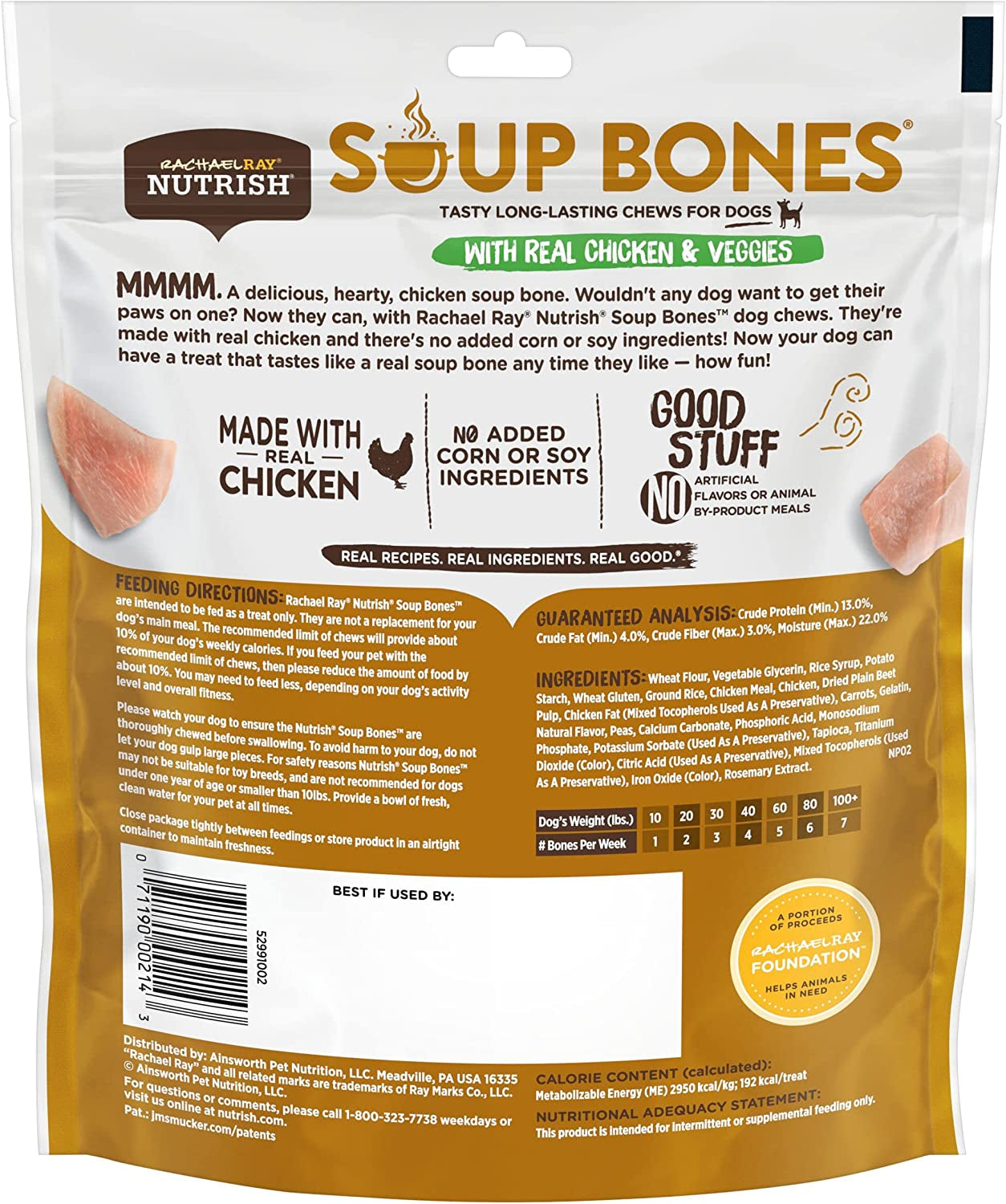 Nutrish Soup Bones Dog Treats, Chicken & Veggies Flavor, 11 Bones