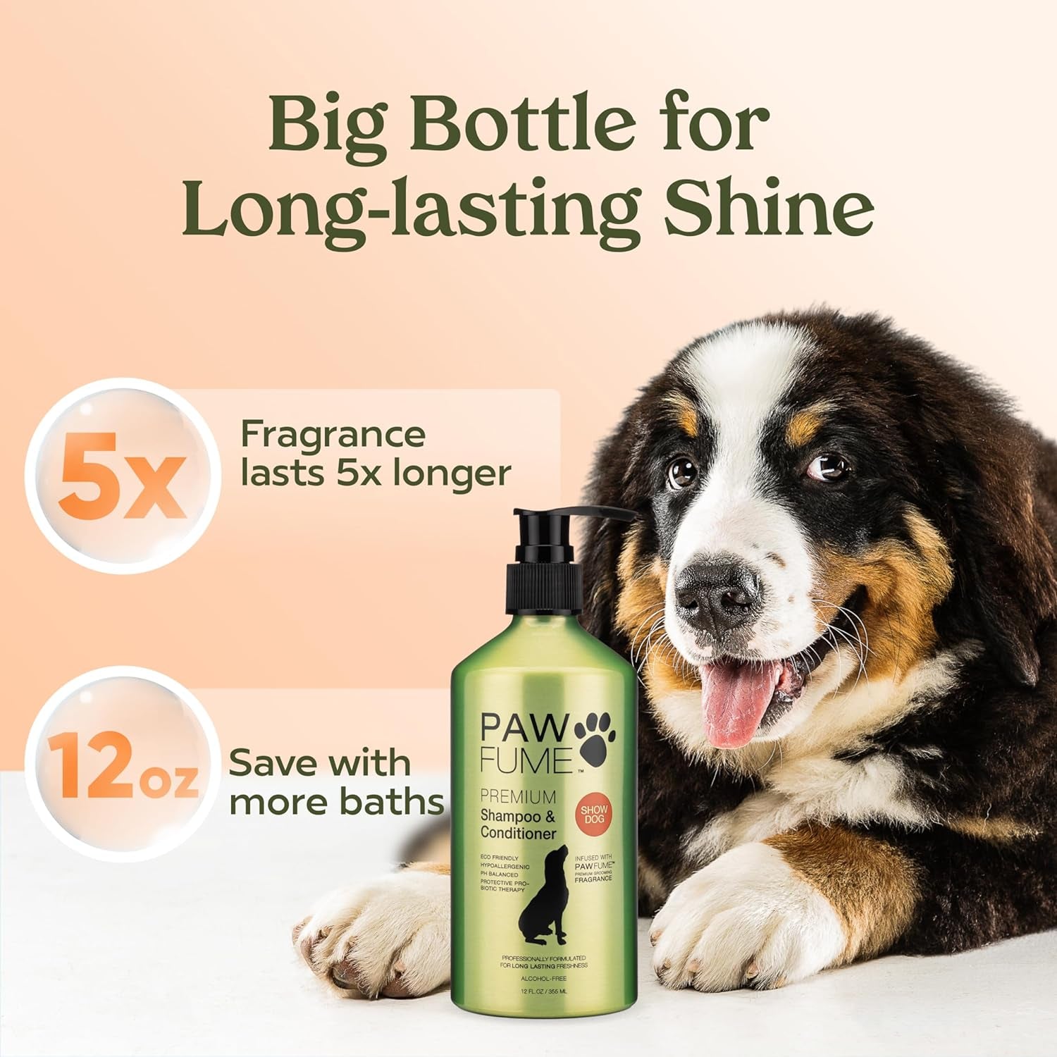 Pawfume Dog Shampoo and Conditioner – Hypoallergenic Dog Shampoo for Smelly Dogs – Best Dog Shampoos & Conditioners – Probiotic Pet Shampoo for Dogs – Best Dog Shampoo for Puppies (Show Dog)