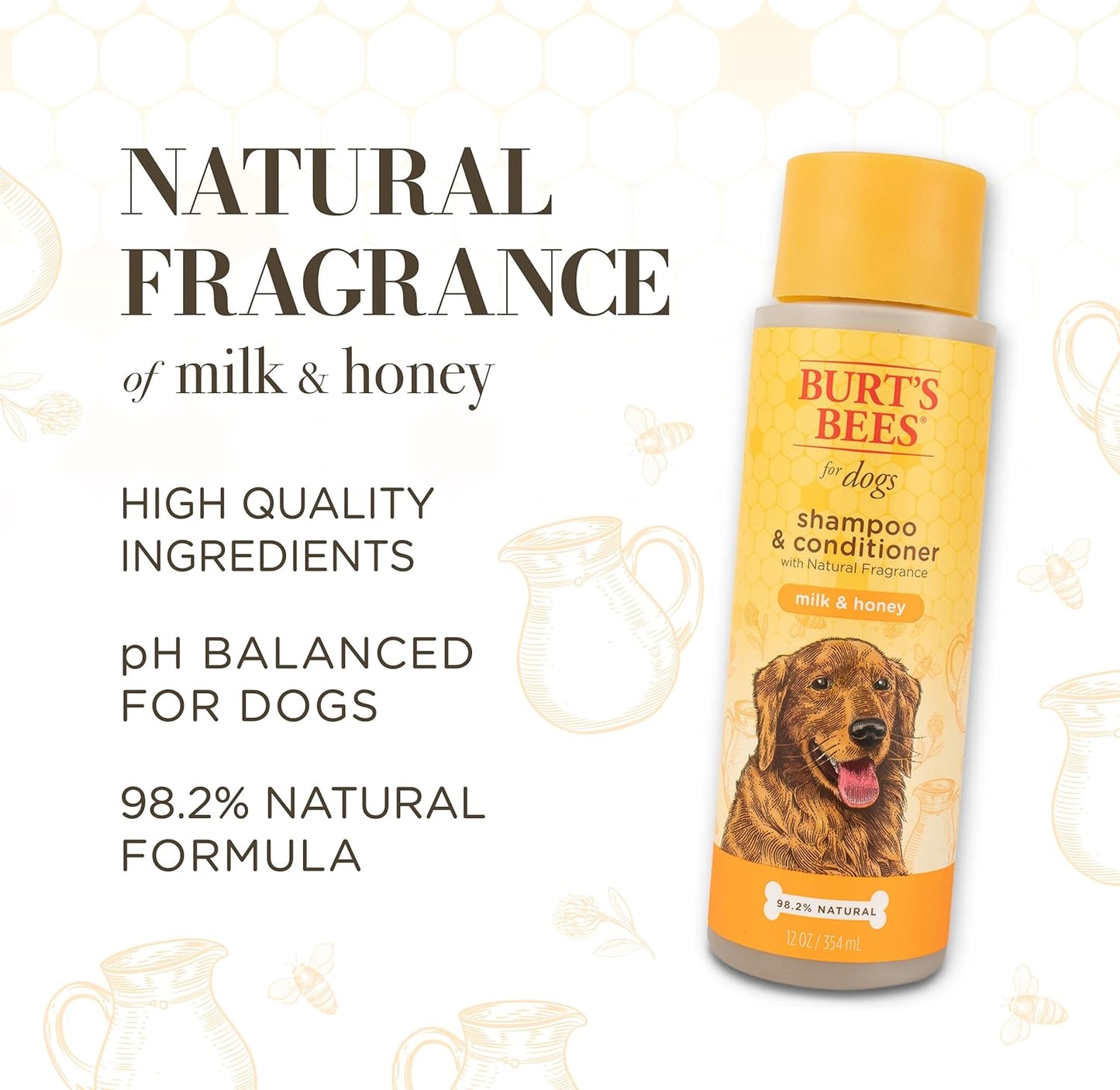 Milk and Honey Shampoo and Conditioner for Dogs, Naturally Derived Ingredients, Cruelty Free, Formulated without Sulfates and Parabens, Ph Balanced for Dogs, 12 Fl Oz