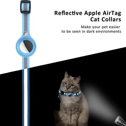 Airtag Cat Collar Adjustable Footprint Print Pet Safety Reflective Necklace with Bell for anti Lost with AIRTAG Holder Accessory