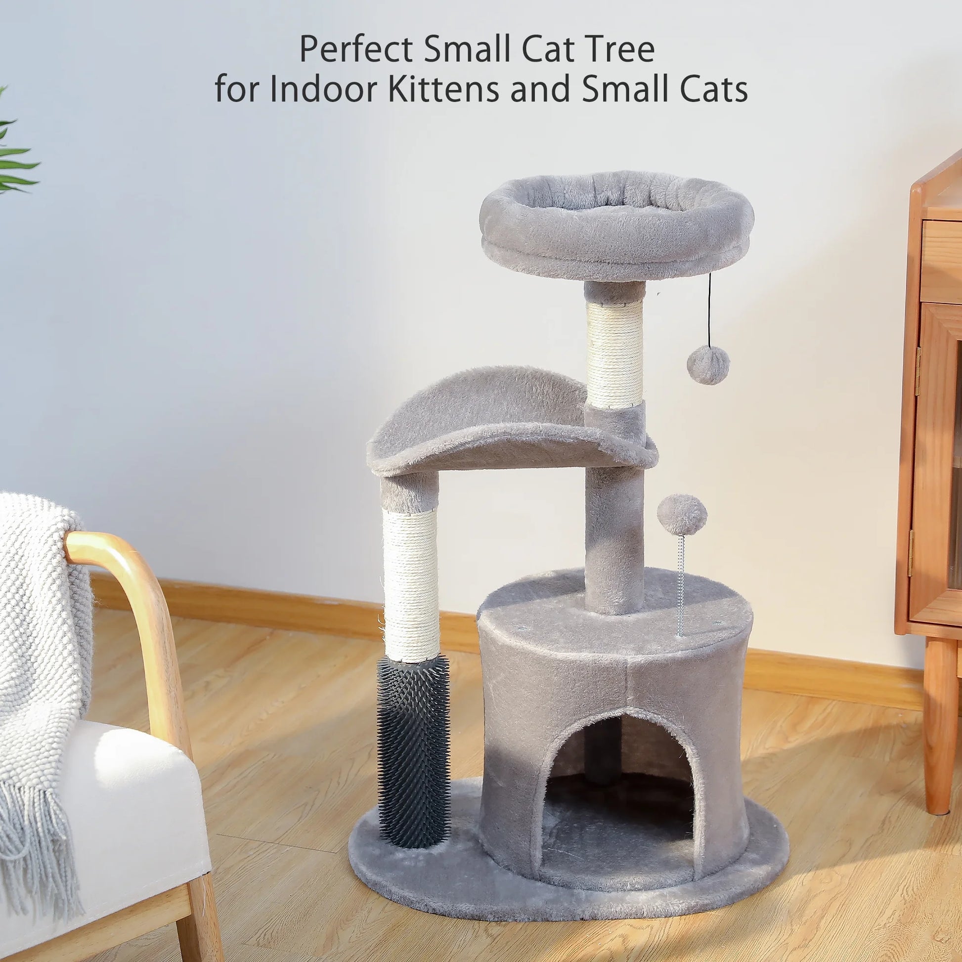 32" Flower Cat Tree Tower with Cat Scratching Posts Perch for Indoor Small Cats, Purple