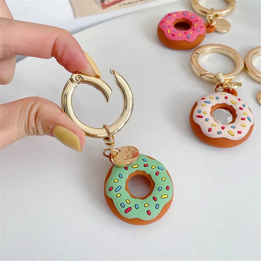 Cartoon Donut Silicone Case for Apple Airtag Case Dog Collar GPS Finder Protective Silicone Case for Apple Air Tag Tracker Case