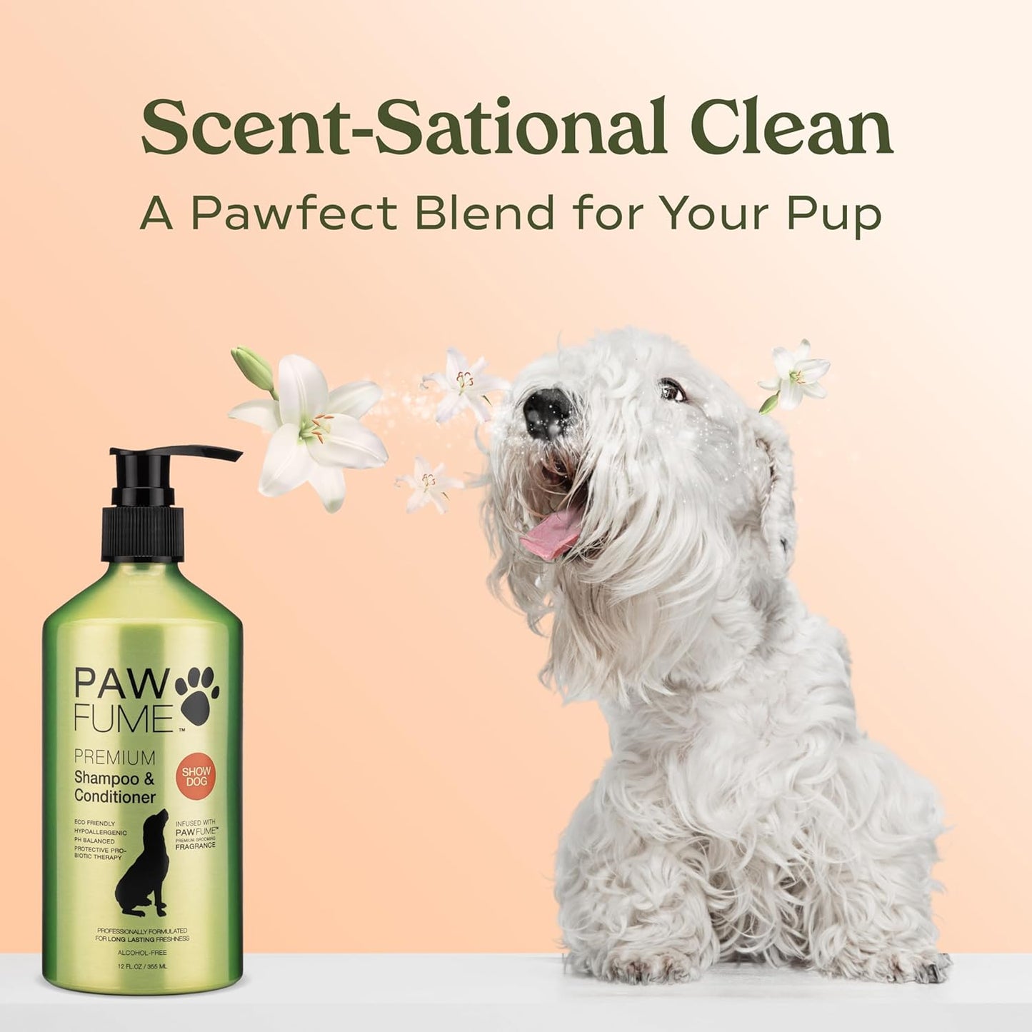 Pawfume Dog Shampoo and Conditioner – Hypoallergenic Dog Shampoo for Smelly Dogs – Best Dog Shampoos & Conditioners – Probiotic Pet Shampoo for Dogs – Best Dog Shampoo for Puppies (Show Dog)