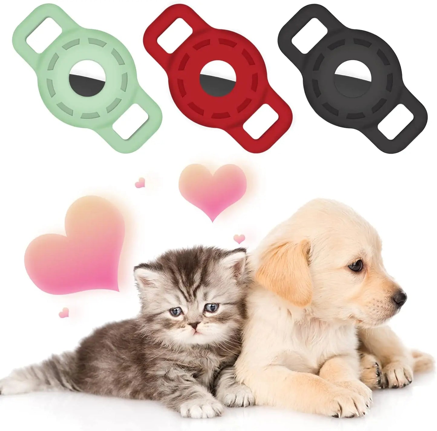 Airtag Cat Collar Holder for Apple Air Tag Dog Collars Puppy Loop Protective Silicone Case Lightweight Soft Anti-Scratch Loop