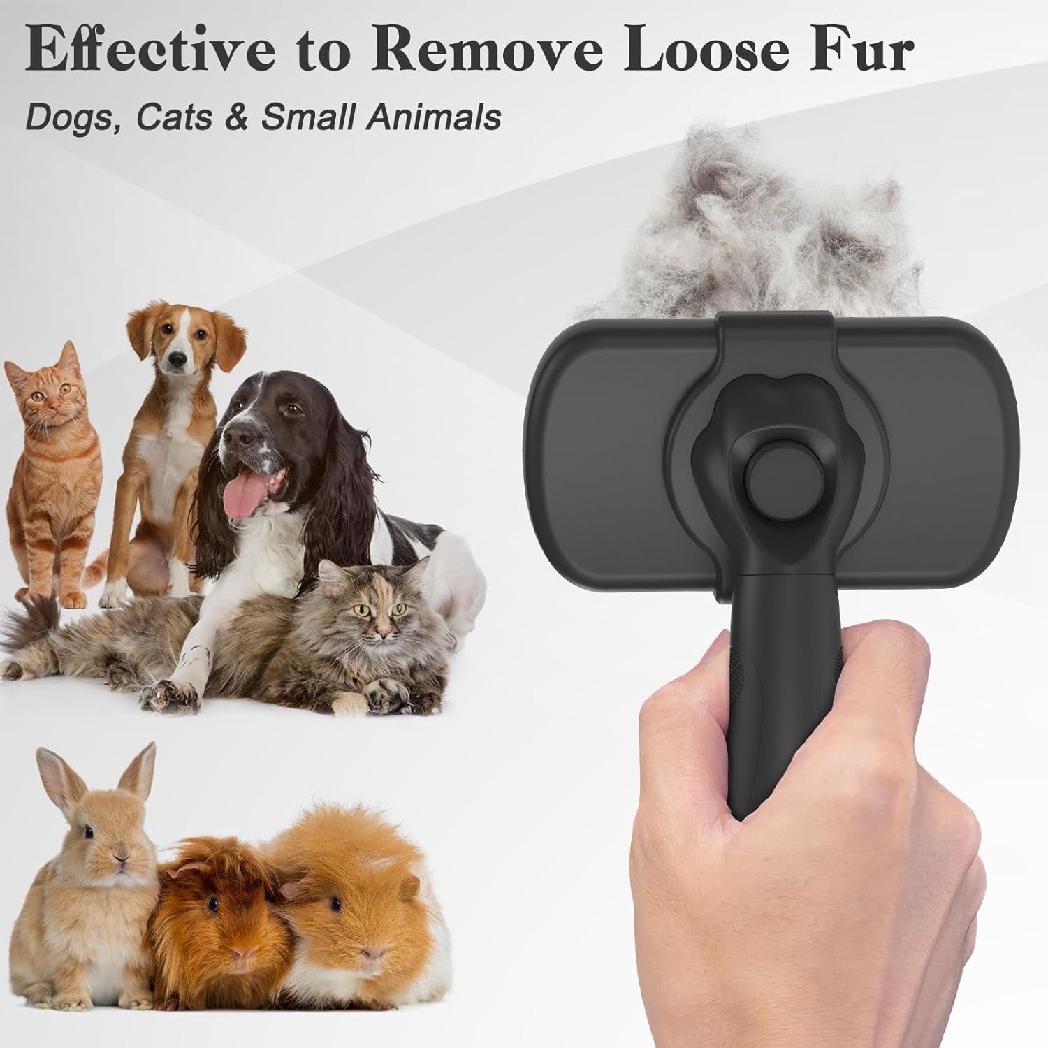 Self Cleaning Slicker Brush for Dogs & Cats, Skin Friendly Grooming Cat Brush, Dog Brush for Shedding, Deshedding Brush, Hair Brush Puppy Brush for Haired Dogs, Pet Supplies Accessories, Black